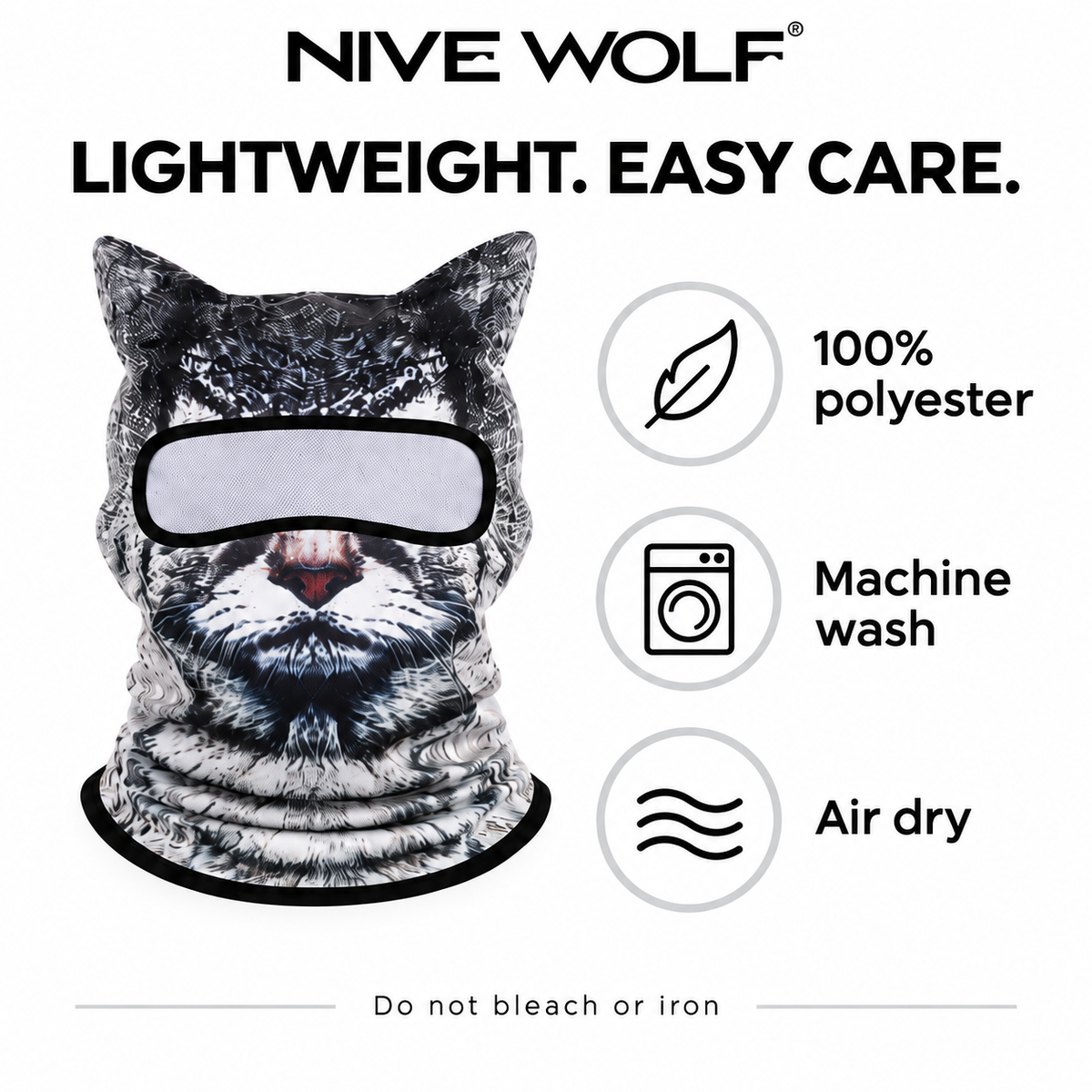 Polyester balaclava material and care guide
